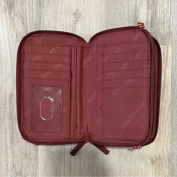 Vera Bradley Resort Medallion Paisley Pink Red Medium Zipper Wallet - Picture 3 of 7